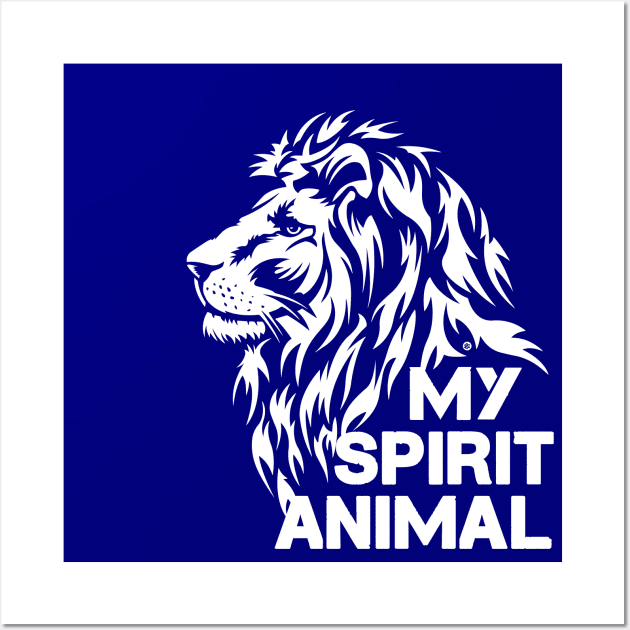 Lion is my spirit animal, white brave lion, birthday gift idea Wall Art by Yurko_shop